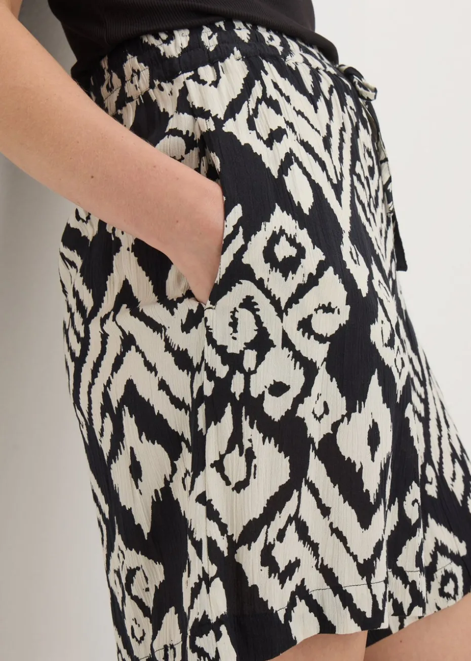 Black Mono Crinkle Shorts