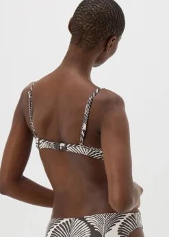 Black Mono Shell Print Cupped Bikini Top