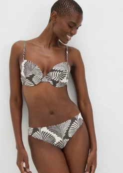 Black Mono Shell Print Mini Bikini Bottoms