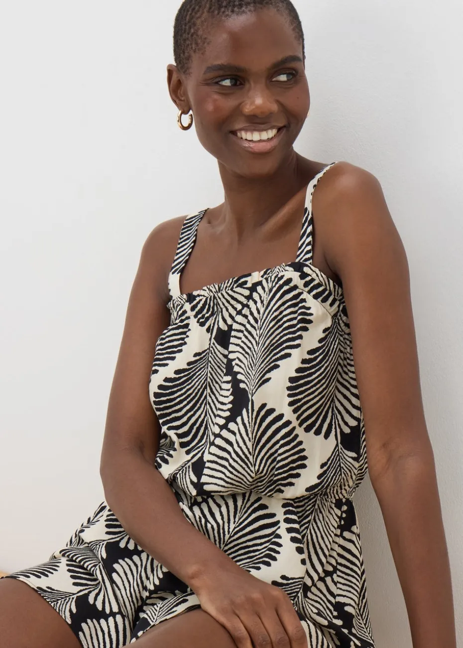 Black Mono Shell Print Playsuit