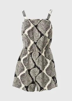 Black Mono Shell Print Playsuit