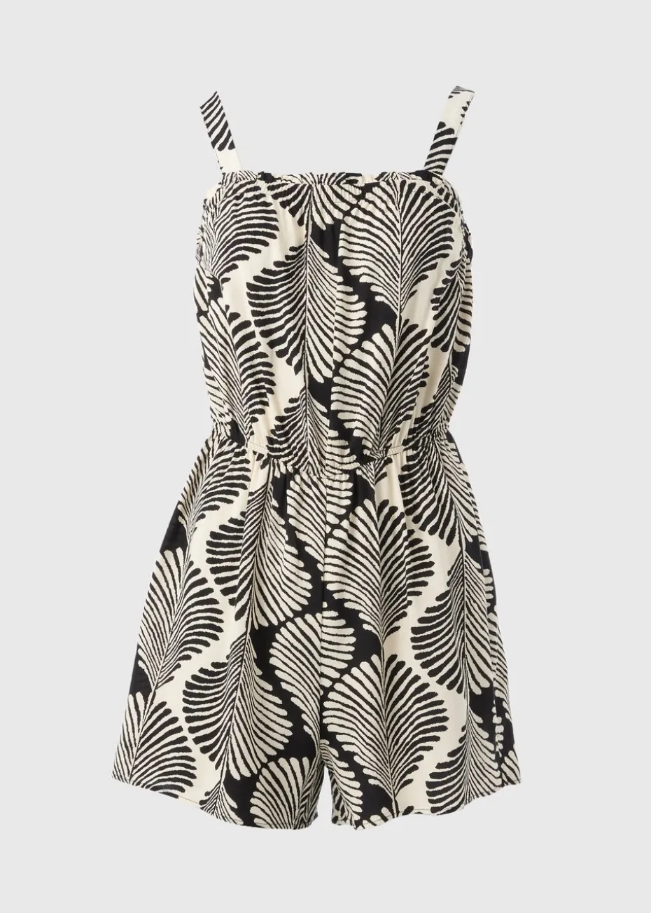 Black Mono Shell Print Playsuit