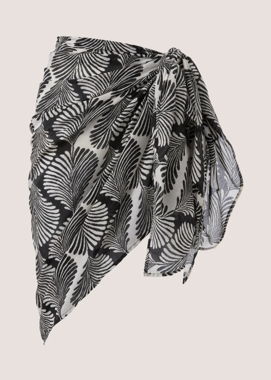 Black Mono Shell Print Sarong