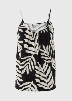 Black Monochrome Leaf Cami Top