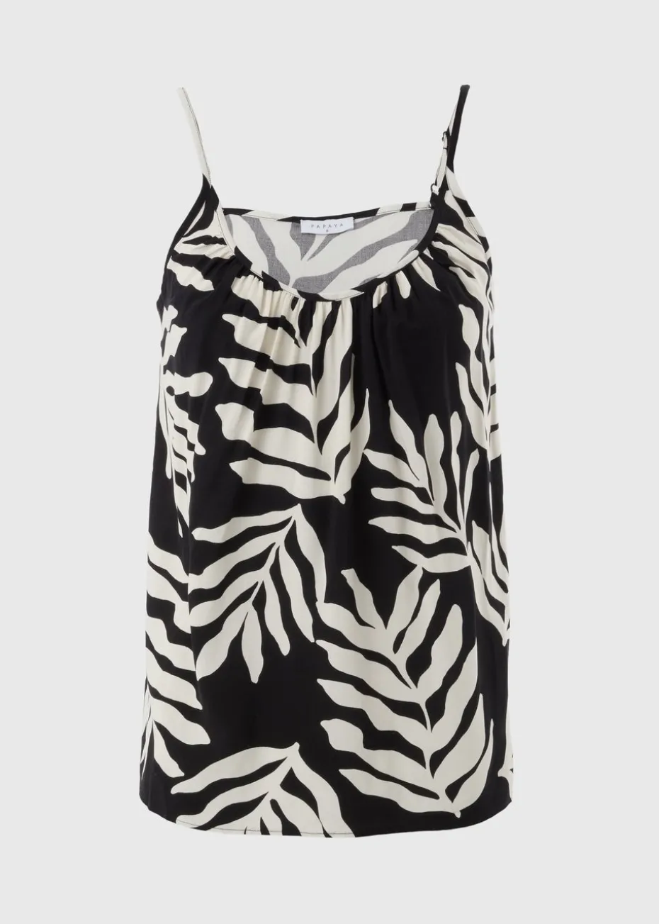Black Monochrome Leaf Cami Top
