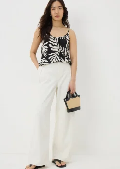 Black Monochrome Leaf Cami Top