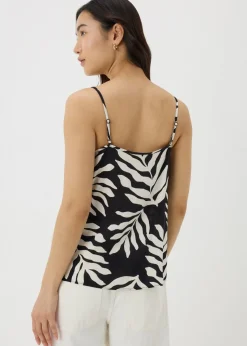 Black Monochrome Leaf Cami Top