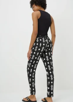 Black Monochrome Print Tapered Trousers