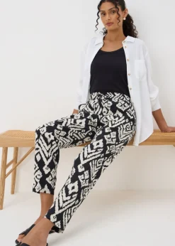 Black Monochrome Printed Tapered Trousers