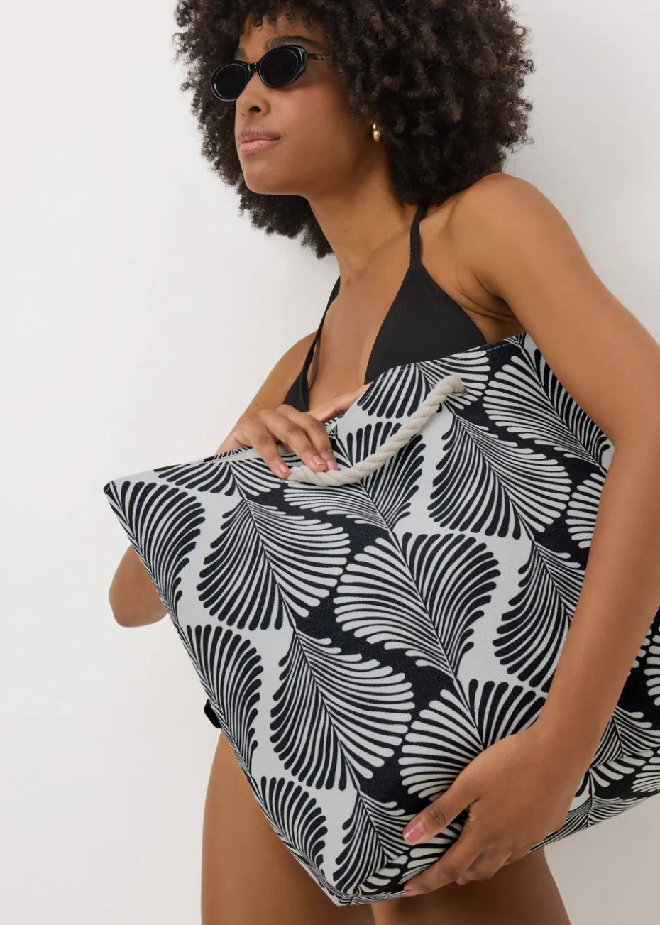 Black Monochrome Rope Beach Bag