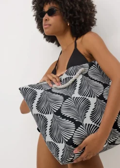 Black Monochrome Rope Beach Bag