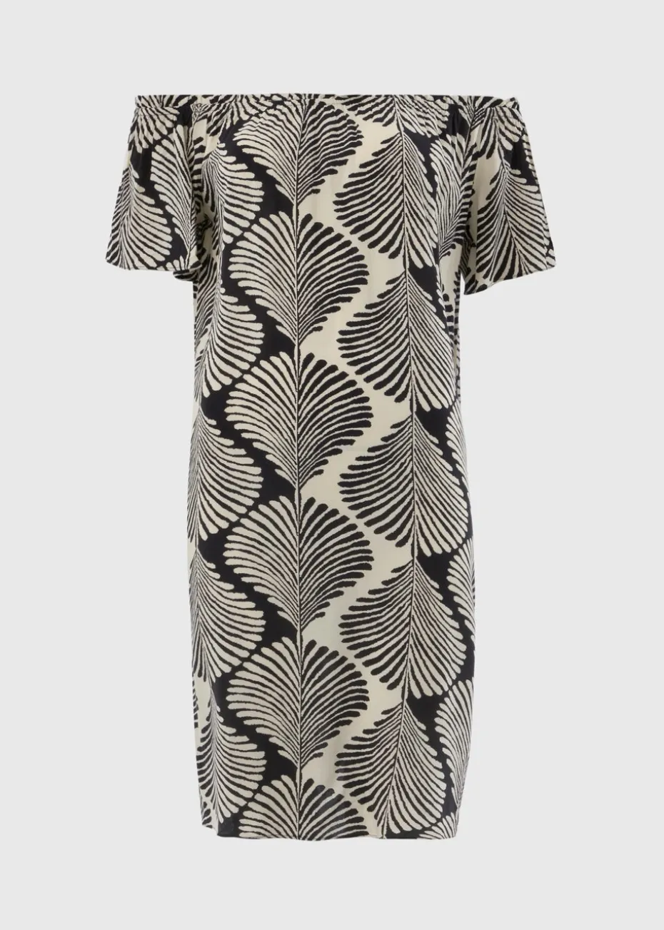 Black Monochrome Shell Bardot Mini Dress