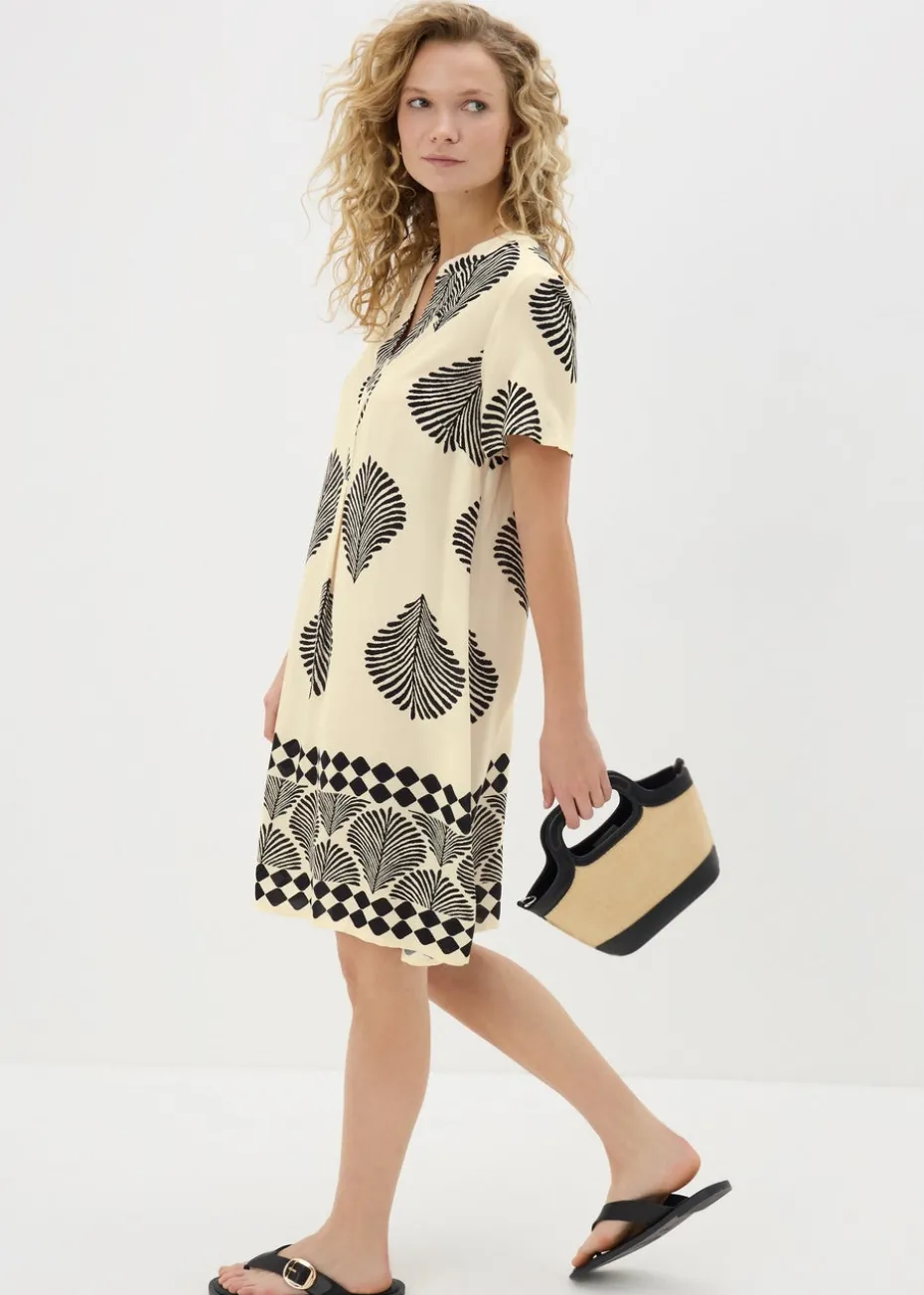 Black Monochrome Shell Tunic Beach Dress