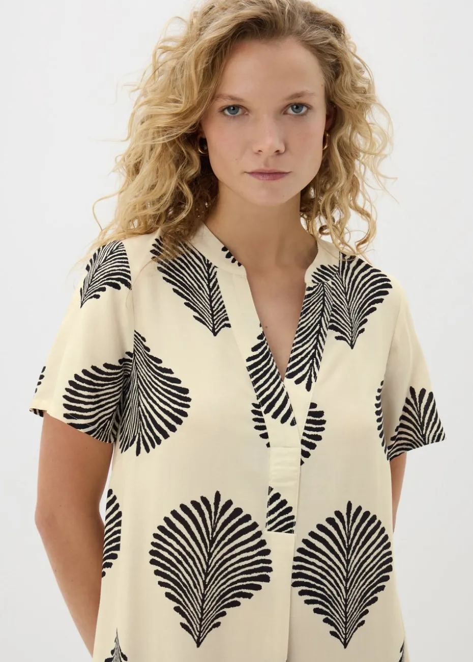 Black Monochrome Shell Tunic Beach Dress