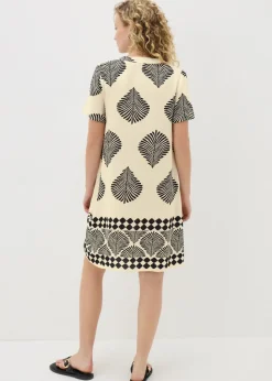 Black Monochrome Shell Tunic Beach Dress