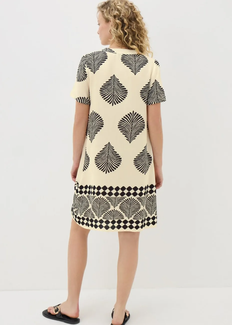 Black Monochrome Shell Tunic Beach Dress