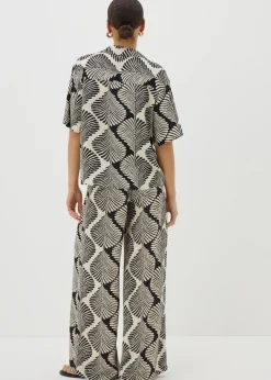 Black Monochrome Shell Wide Leg Trousers