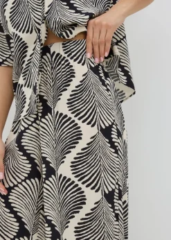 Black Monochrome Shell Wide Leg Trousers