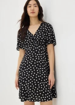 Black Monochrome Spot Mini Tea Dress