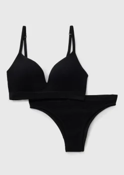 Black Mould Bra & Knickers Set