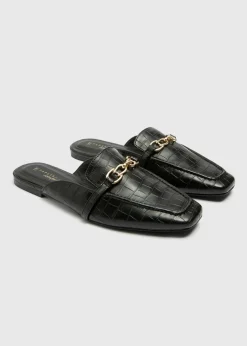 Black Mule Open Back Loafers