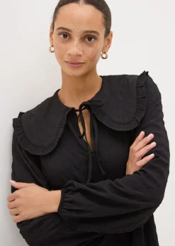 Black Oversized Collar Mini Dress