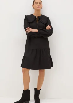 Black Oversized Collar Mini Dress