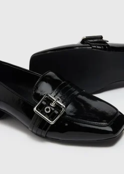 Black Patent Buckle Loafers