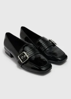 Black Patent Buckle Loafers