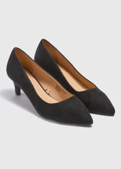 Black Peg Heel Court Shoes