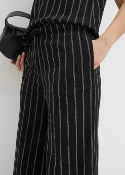 Black Pin Stripe Co Ord Wide Leg Trousers