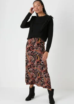 Black Pointelle Frill Knitted Jumper