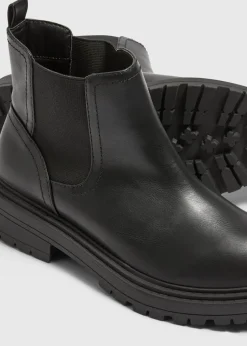 Black PU Chelsea Boots