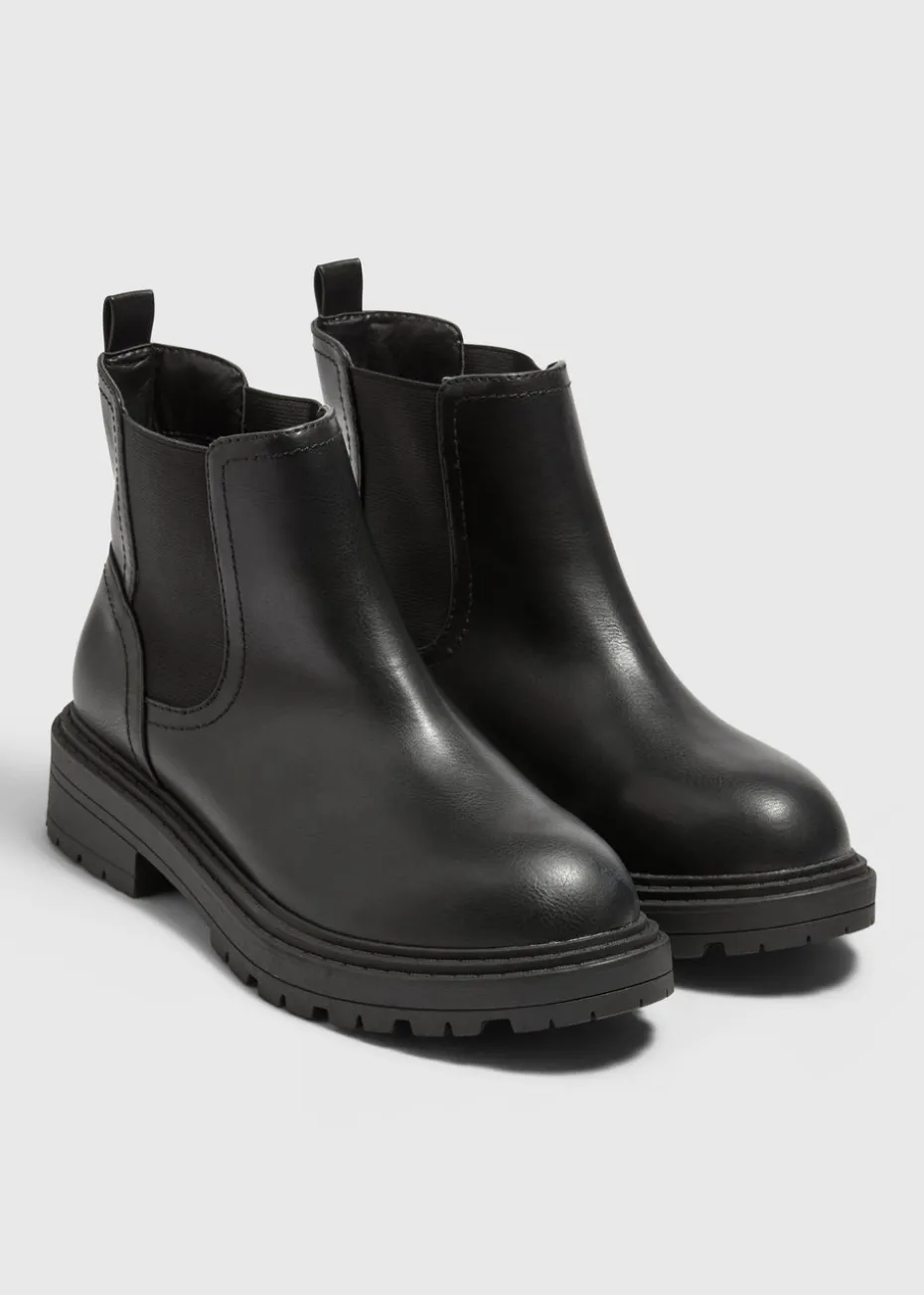 Black PU Chelsea Boots