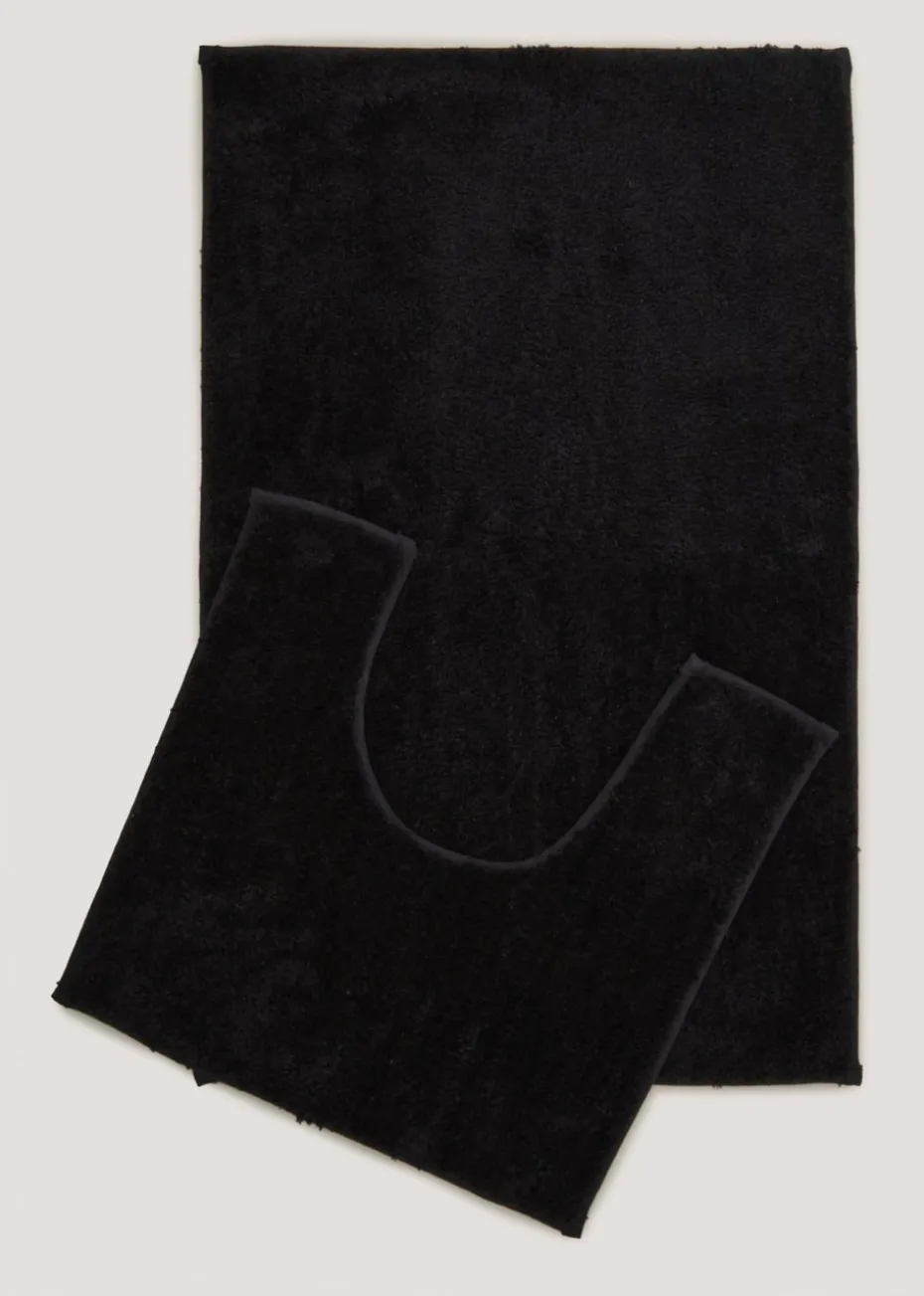 Black Quick Dry Bath & Pedestal Mat