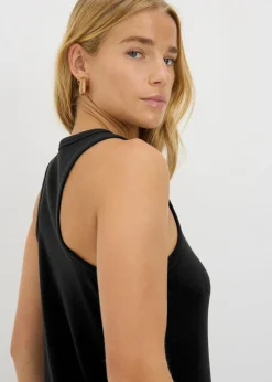 Black Racer Back Ribbed Midi Dress