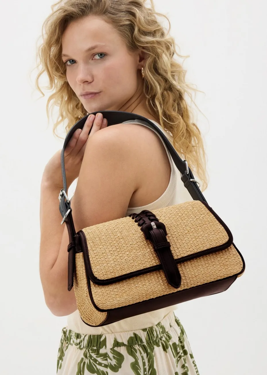 Black Raffia Shoulder Bag