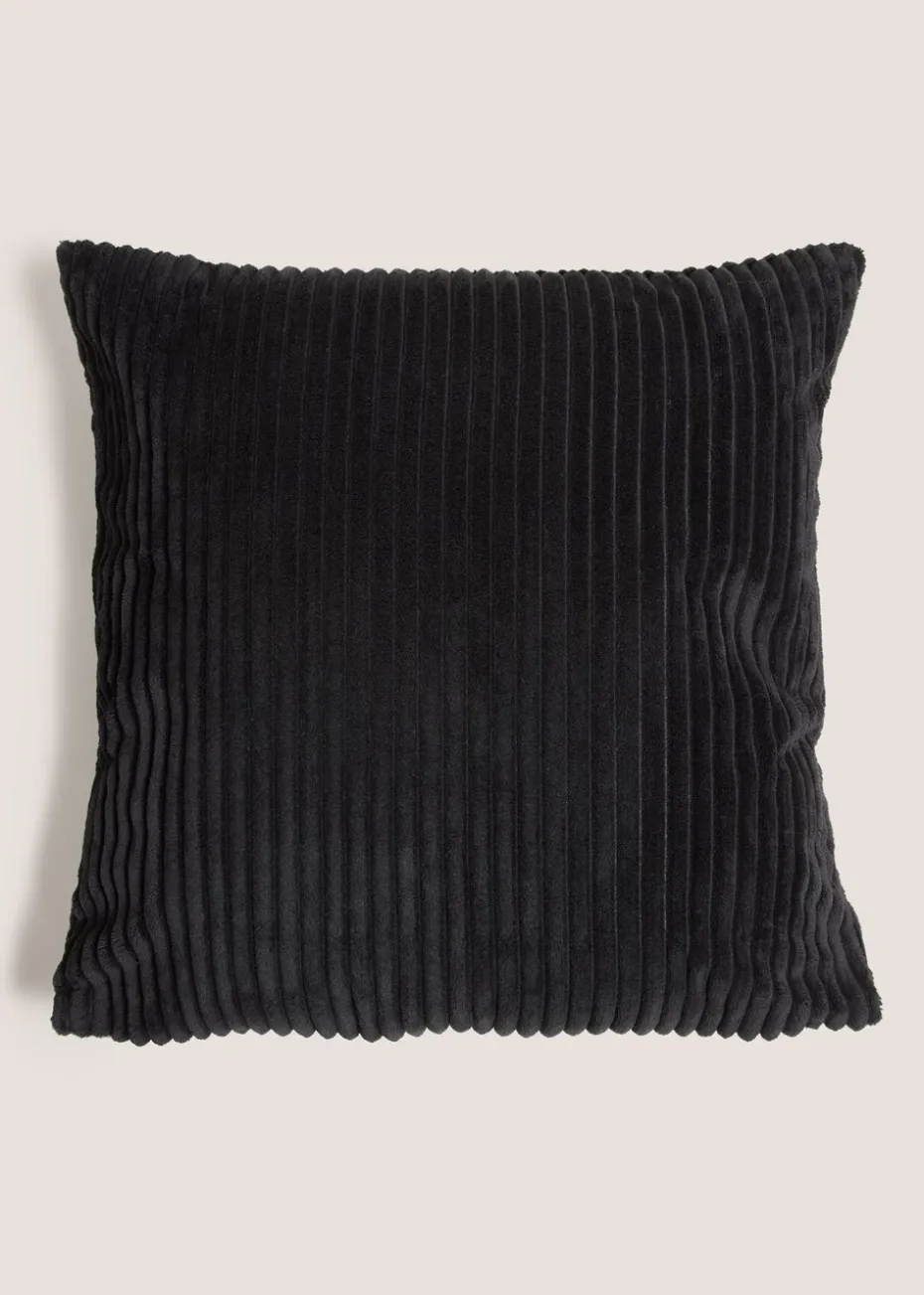 Black Ribbed Cushion Cover