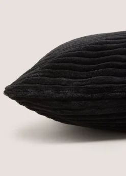 Black Ribbed Cushion Cover