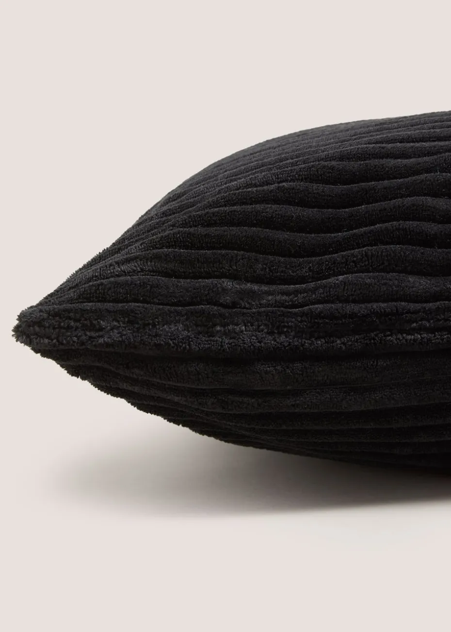Black Ribbed Cushion Cover