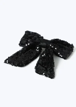 Black Sequin Bow Hair Clip
