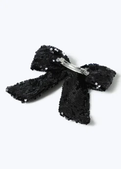 Black Sequin Bow Hair Clip