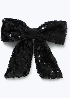 Black Sequin Bow Hair Clip