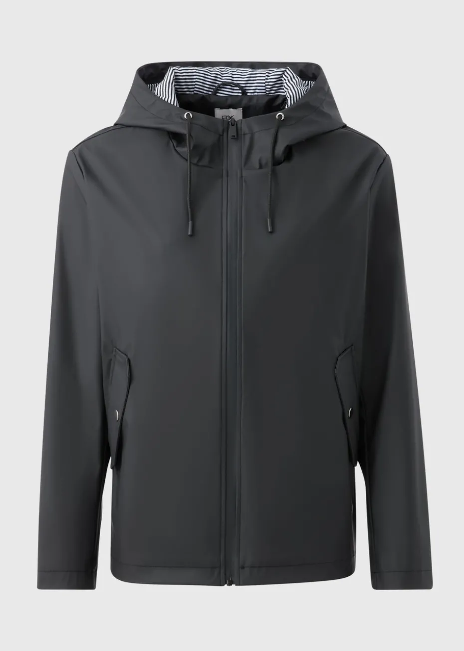 Black Short Rubberised Parka Jacket