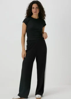 Black Side Stripe Wide Leg Trousers