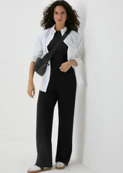 Black Side Stripe Wide Leg Trousers