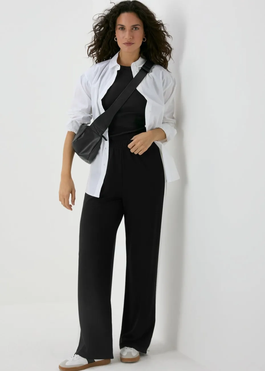 Black Side Stripe Wide Leg Trousers