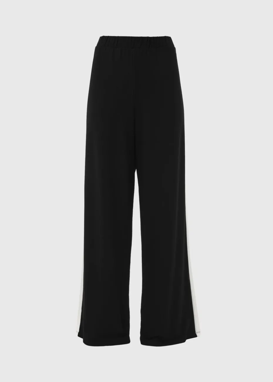 Black Side Stripe Wide Leg Trousers