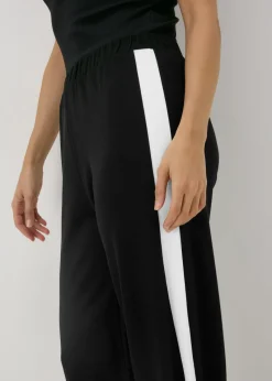 Black Side Stripe Wide Leg Trousers
