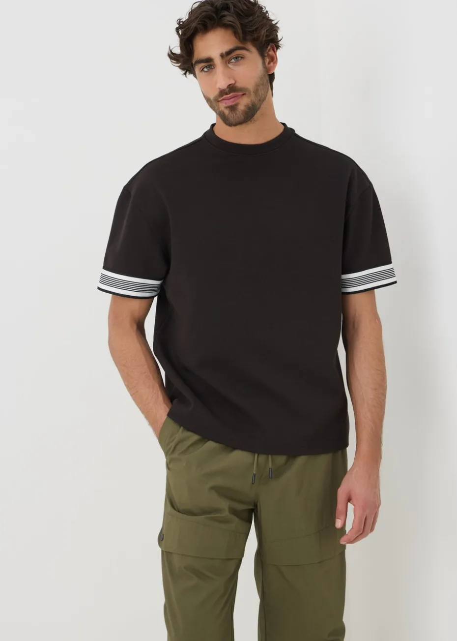 Black Smart Stripe Arm Co Ord T-Shirt